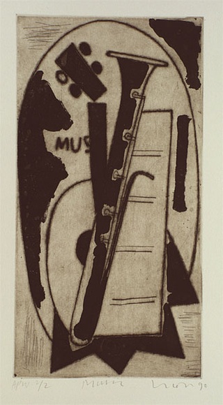 Artist: b'Lincoln, Kevin.' | Title: b'Music' | Date: 1990 | Technique: b'etching, printed in black ink with plate-tone, from one stone'