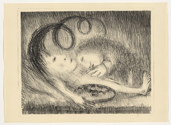 Artist: b'BOYD, Arthur' | Title: b'St Clare attending to St Francis.' | Date: (1965) | Technique: b'lithograph, printed in black ink, from one plate' | Copyright: b'Reproduced with permission of Bundanon Trust'