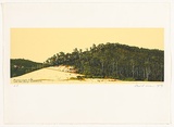 Artist: b'Rose, David.' | Title: bBerry's lane hill with low flying kookaburra | Date: 1979 | Technique: b'screenprint, printed in colour, from multiple stencils'