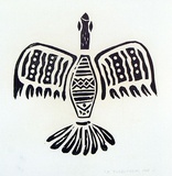 Artist: b'TUNGUTALUM, Bede' | Title: b'Bird with outstretched wings' | Date: 1969 | Technique: b'woodcut, printed in black ink, from one block'