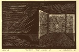 Artist: b'Marshall, Jennifer.' | Title: b'Towards the light II' | Date: 1993 | Technique: b'linocut and woodcut, printed in grey and black ink, from two blocks'