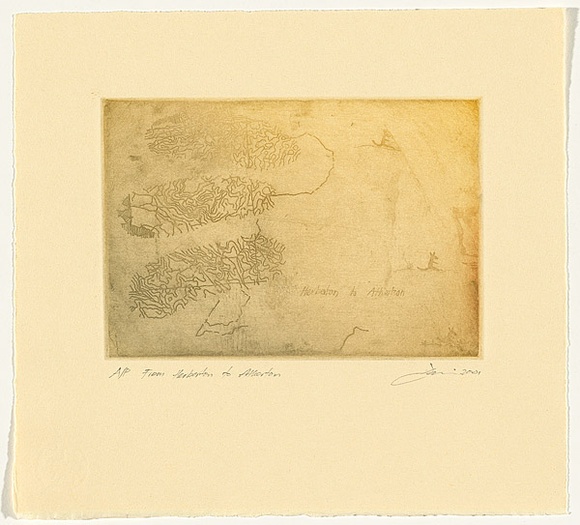 Title: b'From Herbaton to Atherton.' | Date: 2001 | Technique: b'etching, printed in colour, from one plate'