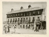 Artist: LINDSAY, Lionel | Title: The old 'New York' hotel, Lower George Street, Sydney | Date: 1912 | Technique: etching, printed in black ink with plate-tone, from one plate | Copyright: Courtesy of the National Library of Australia