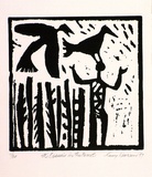Artist: Warren, Guy. | Title: St. Francis in the forest. | Date: 1987 | Technique: linocut, printed in black ink, from one block