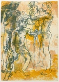 Artist: b'Friend, Donald.' | Title: b'(Four youths) [verso].' | Date: 1965 | Technique: b'lithograph, printed in colour, from multiple plates; additions in pencil' | Copyright: b'Courtesy of the Estate of Donald Friend'