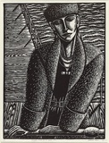 Artist: b'Klein, Deborah.' | Title: b'Mildred Pierce on St Kilda Pier' | Date: 1995 | Technique: b'linocut, printed in black ink, from one block.'