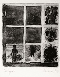 Artist: SHEARER, Mitzi | Title: See through a window darkly | Date: 1979 | Technique: etching and aquatint, printed in black ink, from one plate