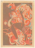 Artist: b'Stringer, John.' | Title: b'Icarus falling' | Date: 1960 | Technique: b'woodcut, printed in colour, from multiple blocks'