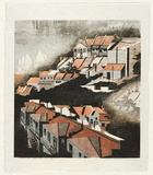 Artist: b'Thorpe, Lesbia.' | Title: b'Harbour view from the Loo' | Date: 1981 | Technique: b'woodcut, printed in colour, from four blocks'