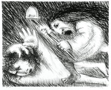 Artist: BOYD, Arthur | Title: St Francis being beaten by his father. | Date: (1965) | Technique: lithograph,printed in black ink, from one plate
