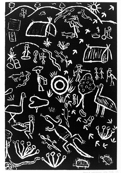 Artist: b'Kemarre, Maggie.' | Title: b'not titled [No.32]' | Date: 1990 | Technique: b'woodcut, printed in black ink, from one block'