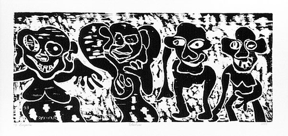 Artist: b'Bisquolm, Victor.' | Title: b'Totentanz.' | Date: 1993 | Technique: b'woodcut, printed in black ink, from one block'