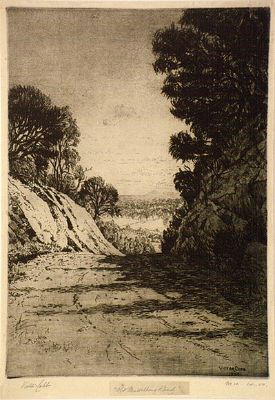 Artist: b'Cobb, Victor.' | Title: b'Old Heidelberg Road.' | Date: 1914 | Technique: b'etching, printed in warm black ink with plate-tone, from one plate'