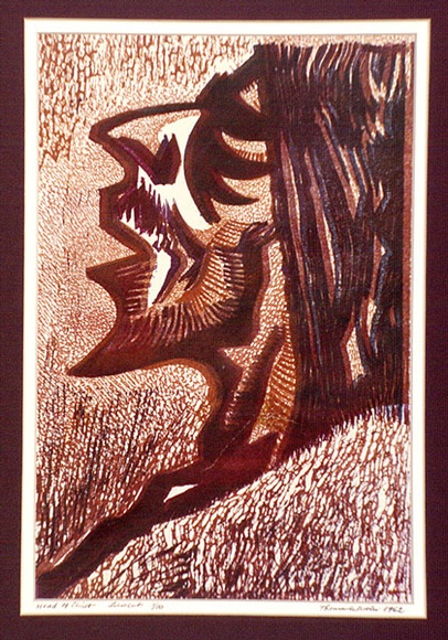 Artist: b'de Kesler, Thomas.' | Title: b'Head of Christ.' | Date: 1962 | Technique: b'linocut, printed in colour, from four blocks' | Copyright: b'\xc2\xa9 Thomas de Kessler'