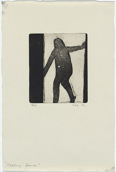 Artist: b'MADDOCK, Bea' | Title: b'Stepping down' | Date: 1965 | Technique: b'line-etching and aquatint, printed in black ink with plate-tone, from one copper plate'