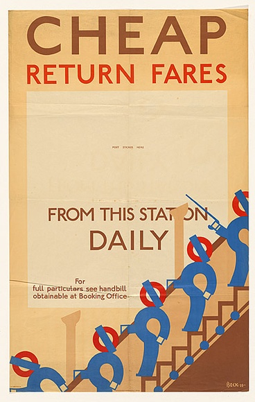 Artist: b'Beck, Richard.' | Title: b'Cheap return fares.' | Date: 1933 | Technique: b'lithograph, printed in colour, from multiple stones [or plates]'