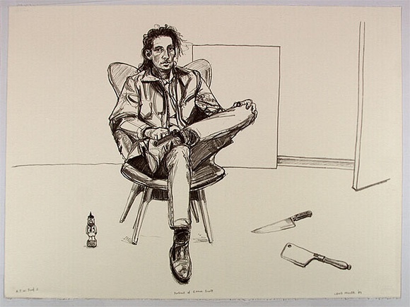 Artist: b'Miller, Lewis.' | Title: b'Portrait of Eamon Scott' | Date: 1989 | Technique: b'lithograph, printed in black ink, from one stone' | Copyright: b'\xc2\xa9 Lewis Miller. Licensed by VISCOPY, Australia'