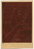 Artist: Bell, George.. | Title: (Woman's head, shoulders and arm). | Technique: linocut, printed in black ink, from one block