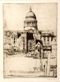 Artist: b'LONG, Sydney' | Title: bSt. Paul's from the river | Date: 1920 | Technique: b'line-etching, printed in dark brown ink, from one plate' | Copyright: b'Reproduced with the kind permission of the Ophthalmic Research Institute of Australia'