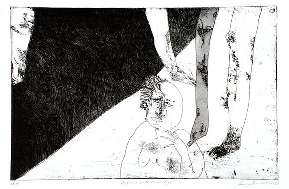 Artist: b'BALDESSIN, George' | Title: b'Figure with four legs.' | Date: 1965 | Technique: b'etching and aquatint, printed in black ink, from one plate'