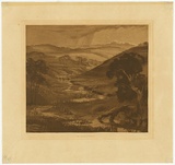 Artist: b'van RAALTE, Henri' | Title: b'The creek in flood' | Date: c.1927 | Technique: b'aquatint, printed in brown ink, from one plate'