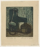 Artist: b'Aldor, Christine.' | Title: b'Still life.' | Date: c.1953 | Technique: b'etching, printed in colour, from multiple plates'