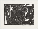 Artist: Ciccone, Valerio. | Title: not titled [animal face with teeth] | Date: c.1991 | Technique: lithograph, printed in black ink, from one stone