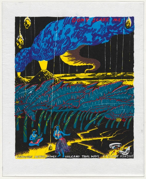 Artist: b'WORSTEAD, Paul' | Title: bDon't scare me | Date: 1985 | Technique: b'screenprint, printed in colour, from six stencils; hand-coloured' | Copyright: b'This work appears on screen courtesy of the artist'