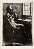 Artist: LINDSAY, Lionel | Title: The smoker. | Date: 1896 | Technique: etching, printed in black ink, from one copper plate | Copyright: Courtesy of the National Library of Australia