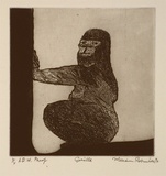 Artist: b'Robinson, William.' | Title: b'Gorilla [2]' | Date: 1990 | Technique: b'etching and aquatint, printed in brown ink, from one plate'