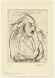 Artist: b'WALKER, Murray' | Title: b'Sleeping Mears' | Date: 1962 | Technique: b'drypoint, printed in black ink, from one plate'