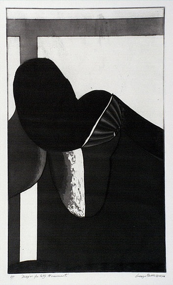 Artist: b'BALDESSIN, George' | Title: b'Design for city monument.' | Date: 1966 | Technique: b'etching and aquatint, printed in black ink, from one plate'