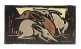 Artist: Stephen, Clive. | Title: (Three Rodents) | Date: c.1948 | Technique: linocut, printed in colour, from multiple blocks