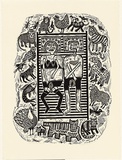 Artist: HANRAHAN, Barbara | Title: Adam and Eve in bed | Date: 1989 | Technique: linocut, printed in black ink, from one block