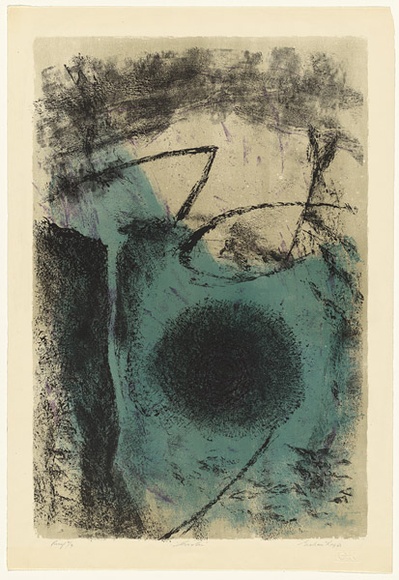 Artist: b'KING, Grahame' | Title: b'Crater' | Date: 1963 | Technique: b'lithograph, printed in colour, from four stones [or plates]'