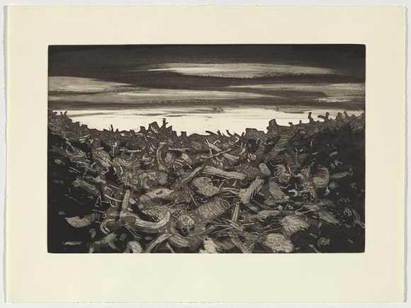 Artist: b'SELLBACH, Udo' | Title: b'Untitled [landscape with junk]' | Technique: b'etching, printed in warm black ink, from one plate'