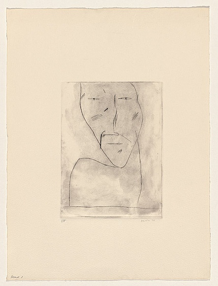 Title: b'Head 1' | Date: 1977 | Technique: b'drypoint, printed in black ink, from one perspex plate'