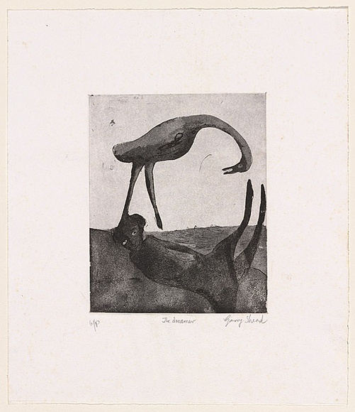 Artist: b'Shead, Garry.' | Title: b'The dreamer' | Date: 1998, September | Technique: b'etching and aquatint, printed in black ink, from one plate' | Copyright: b'\xc2\xa9 Garry Shead'