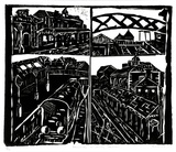 Artist: Covell, Deborah. | Title: Newcastle Railway Station. | Date: 1985 | Technique: linocut