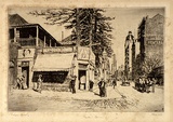 Artist: b'LINDSAY, Lionel' | Title: bBowden's corner, in Castlereagh Street | Date: 1925 | Technique: b'etching and aquatint, printed in black ink with plate-tone, from one copper plate' | Copyright: b'Courtesy of the National Library of Australia'