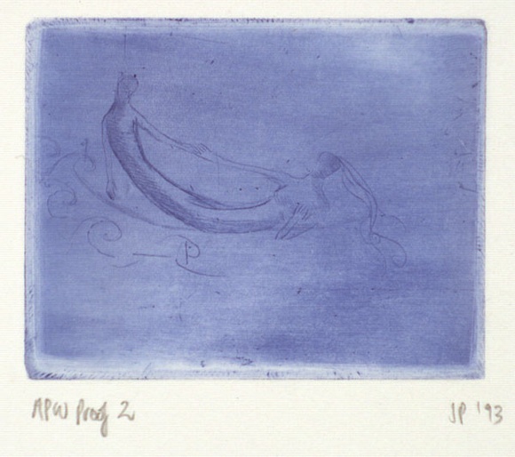 Artist: b'Palethorpe, Jan' | Title: b'Sea saw' | Date: 1993 | Technique: b'etching, printed in blue ink with plate-tone, from one plate'