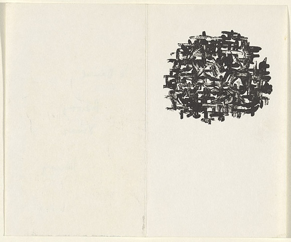 Artist: b'Salkauskas, Henry.' | Title: b'not titled [Christmas card to Daniel Thomas].' | Date: 1962 | Technique: b'linocut, printed in black ink, from one block' | Copyright: b'\xc2\xa9 Eva Kubbos'