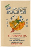 Title: b'not titled [Australian flour: harvest girl]' | Date: c.1920s | Technique: b'relief print, printed in colour, from commercially produced stamps; addition of colour stencil'