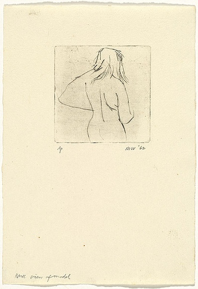 Artist: WALKER, Murray | Title: Back view of model | Date: 1962 | Technique: drypoint, printed in black ink, from one plate