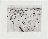 Artist: b'WILLIAMS, Fred' | Title: b'Plenty Gorge' | Date: 1973 | Technique: b'electric hand engraving tool, roulette, engraving and drypoint, printed in black ink, from one copper plate' | Copyright: b'\xc2\xa9 Fred Williams Estate'