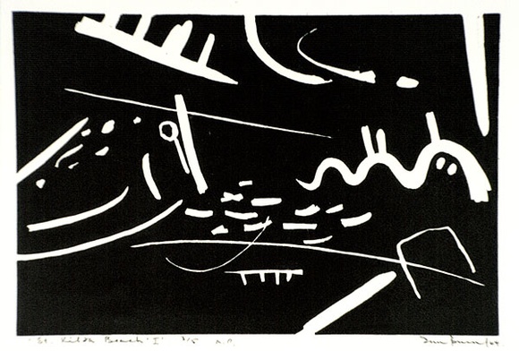 Artist: b'Burn, Ian.' | Title: b'St. Kilda Beach I.' | Date: 1964 | Technique: b'linocut, printed in black ink, from one block'