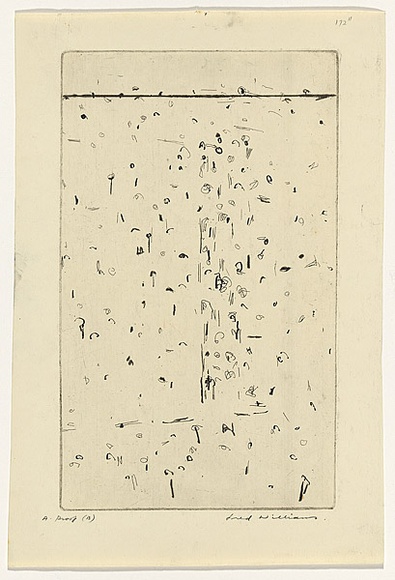 Artist: b'WILLIAMS, Fred' | Title: b'First variation of You Yangs Landscape. Number 1' | Date: 1965-66 | Technique: b'etching, engraving and drypoint, printed in black ink, from one copper plate' | Copyright: b'\xc2\xa9 Fred Williams Estate'