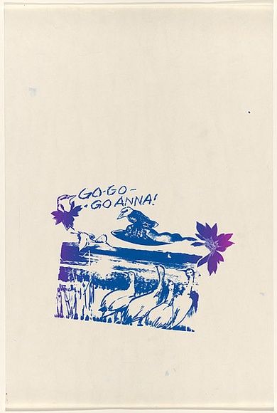 Artist: b'Gee, Angela.' | Title: b'Go-go-goanna!.' | Date: (1980) | Technique: b'screenprint, printed in colour, from one stencil' | Copyright: b'Courtesy of Angela Gee'