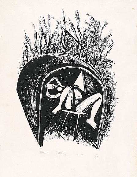 Artist: b'Lamang, Kambau Namaleu.' | Title: b'Kumurere' | Date: 1973, 2 April | Technique: b'screenprint, printed in black ink, from one stencil'