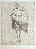 Artist: b'Fransella, Graham.' | Title: b'Woman and towel' | Date: 1992 | Technique: b'softground etching, printed in black ink, from one plate' | Copyright: b'Courtesy of the artist'